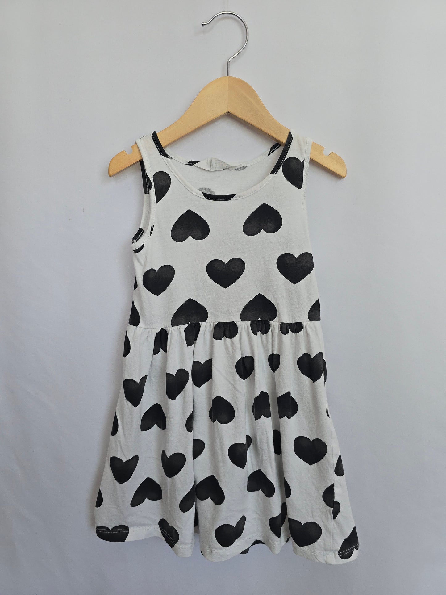 H&M Black/White Hearts Tank Dress • 4-6 years