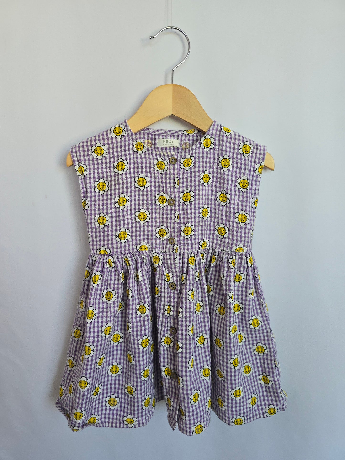 Next Purple Gingham Daisies Dress • 12-24 months