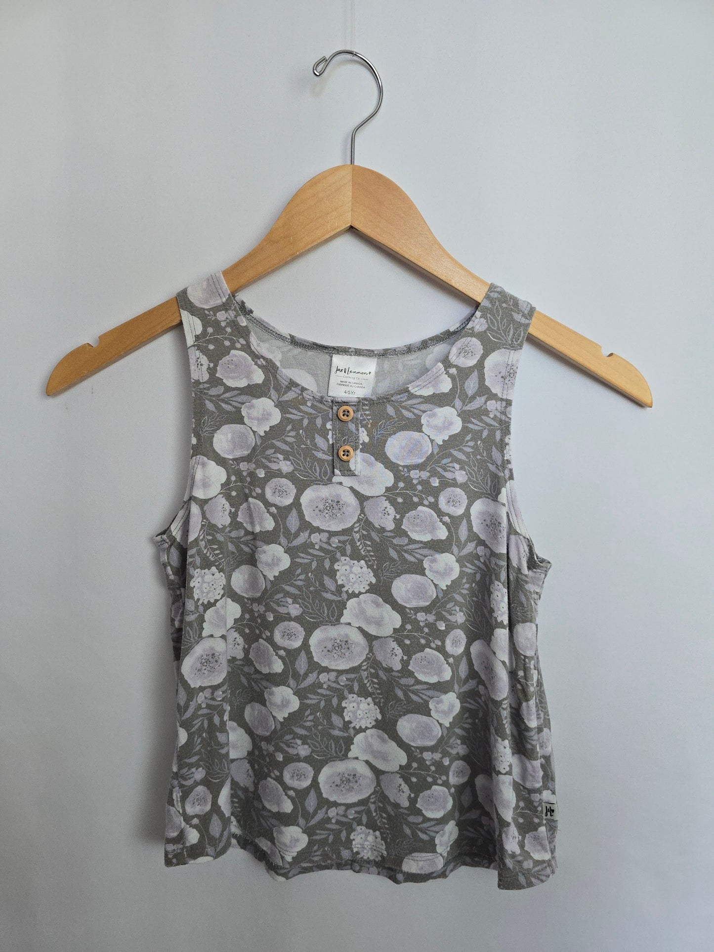 Jax & Lennon Grey Floral Relaxed Tank • 4-5 years