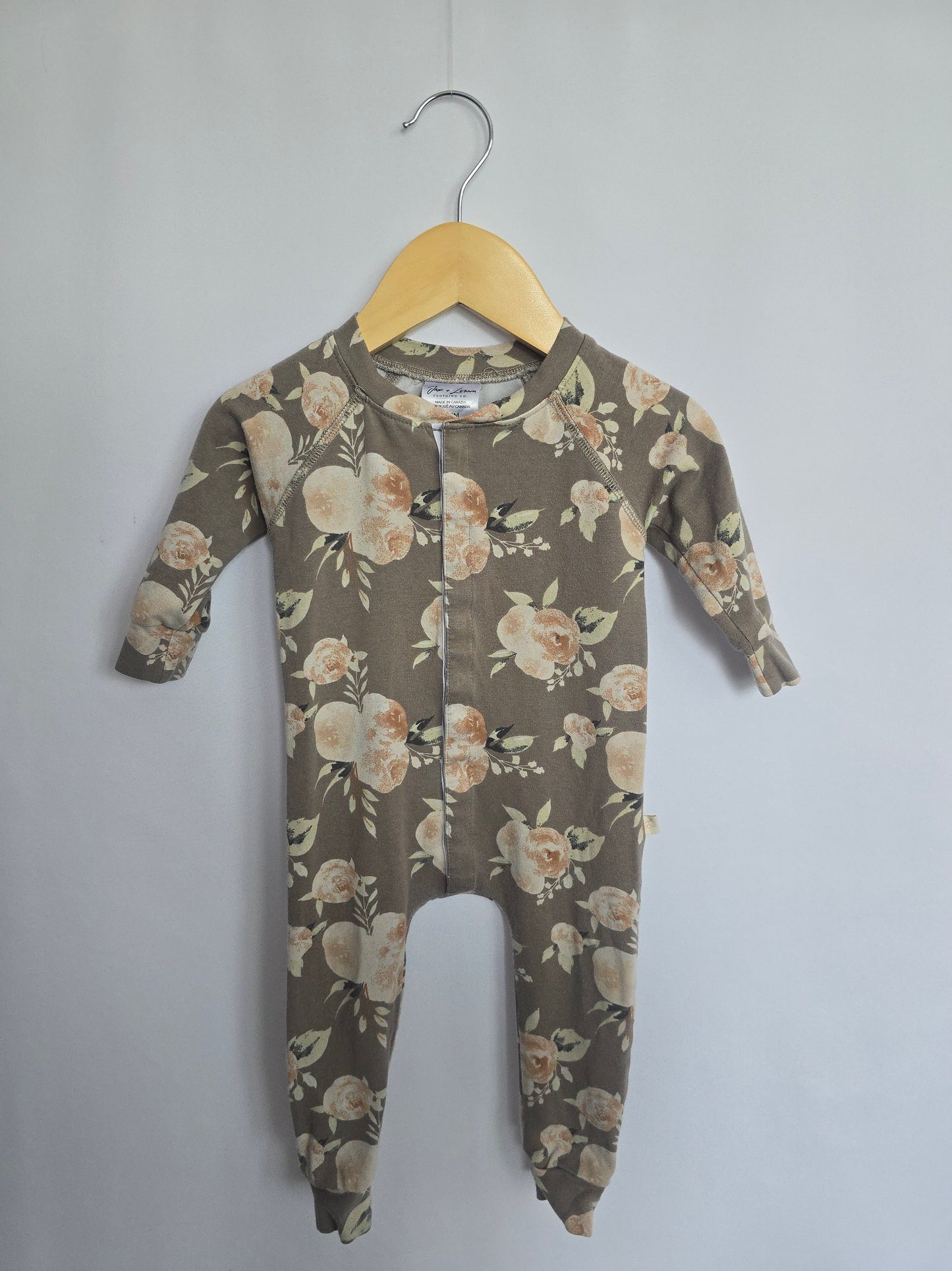 Jax & Lennon Grey Floral Snap Lounge Suit • 6-12 months