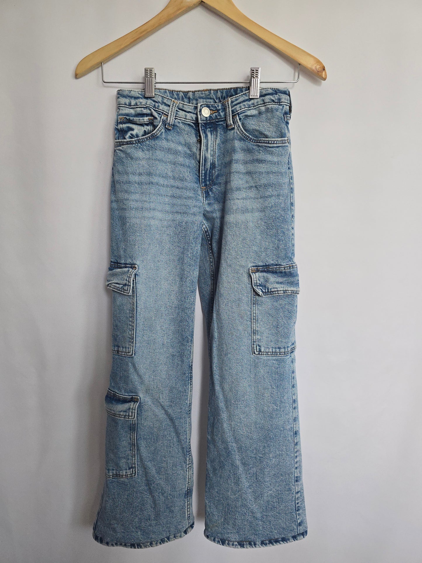 H&M Wide Leg Light Wash Denim • 11-12 years
