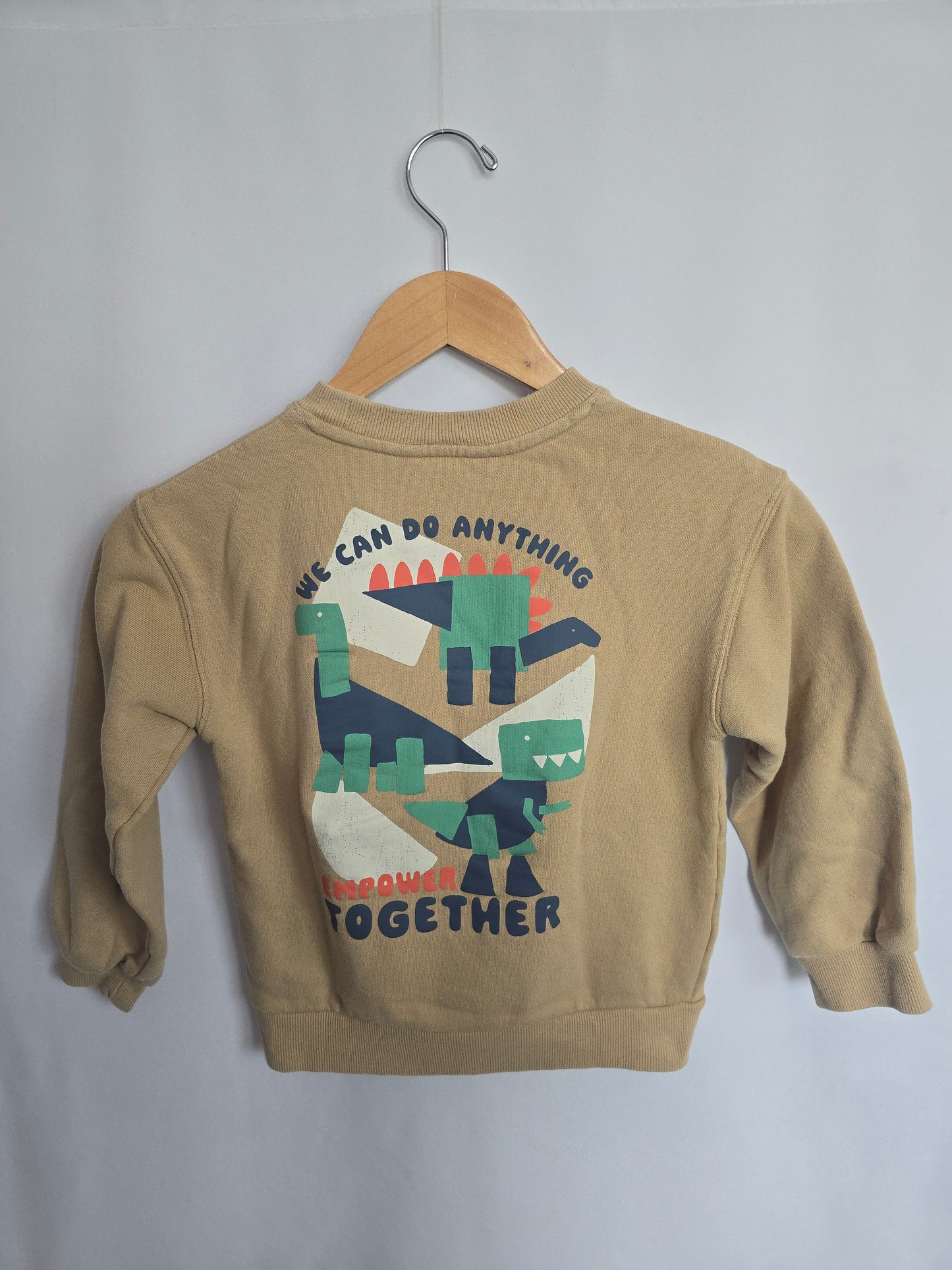 H&M Tan Better Together Dinosaur Crewneck • 6-8 years