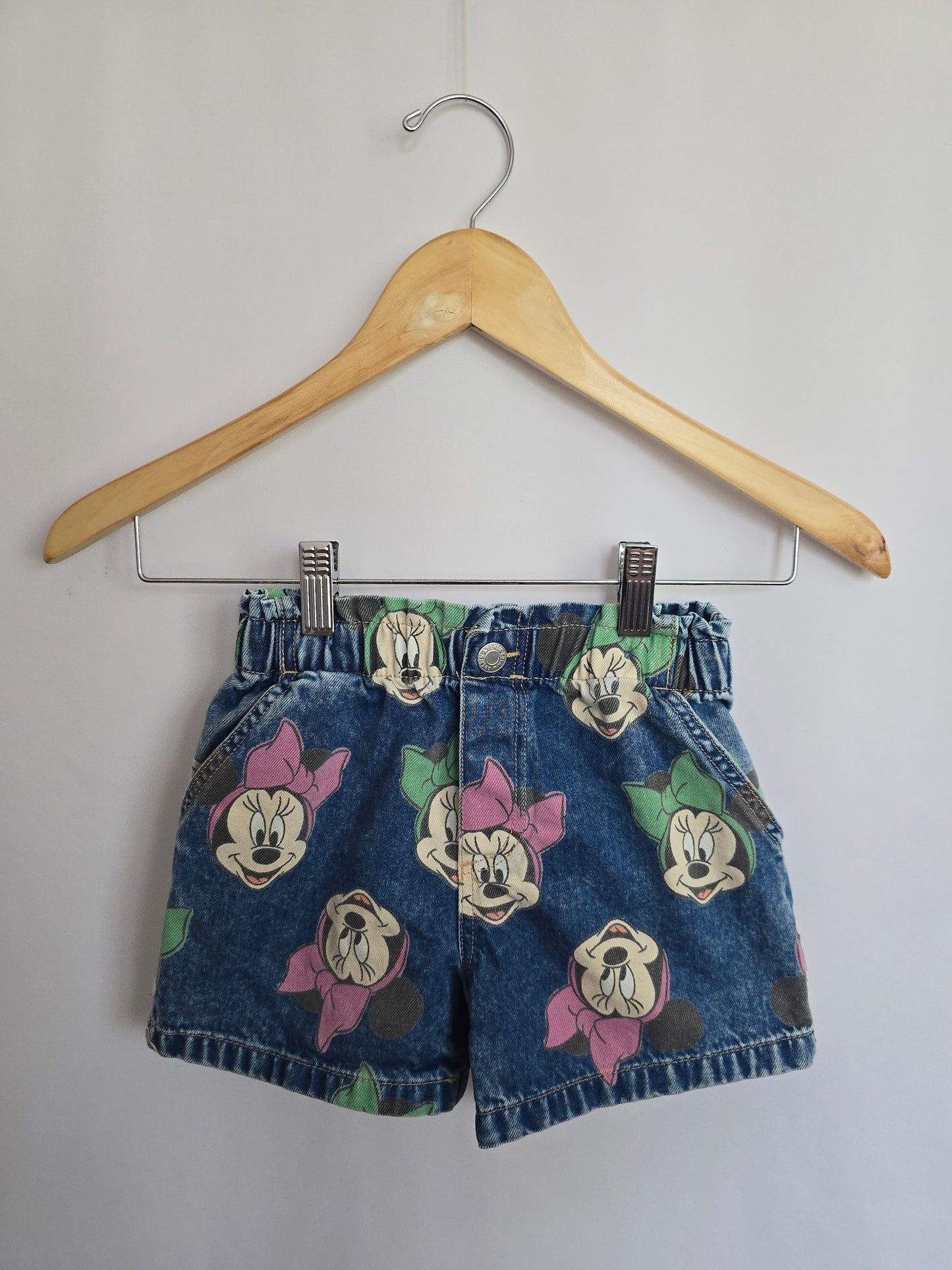 H&M Minnie Paperbag Waist Denim Shorts • 7-8 years