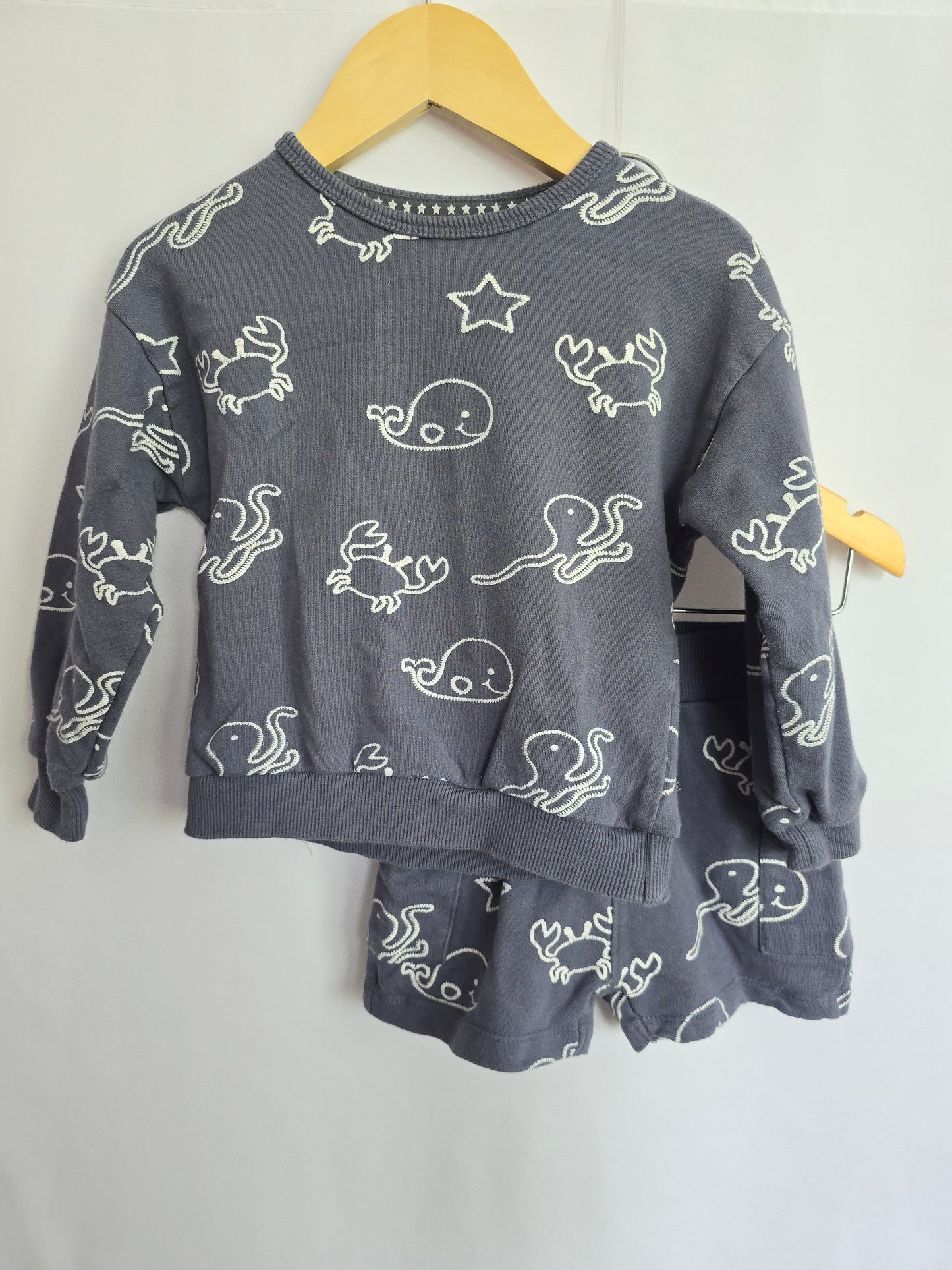 Dirkje Under The Sea Crewneck & Shorts Set • 2 years