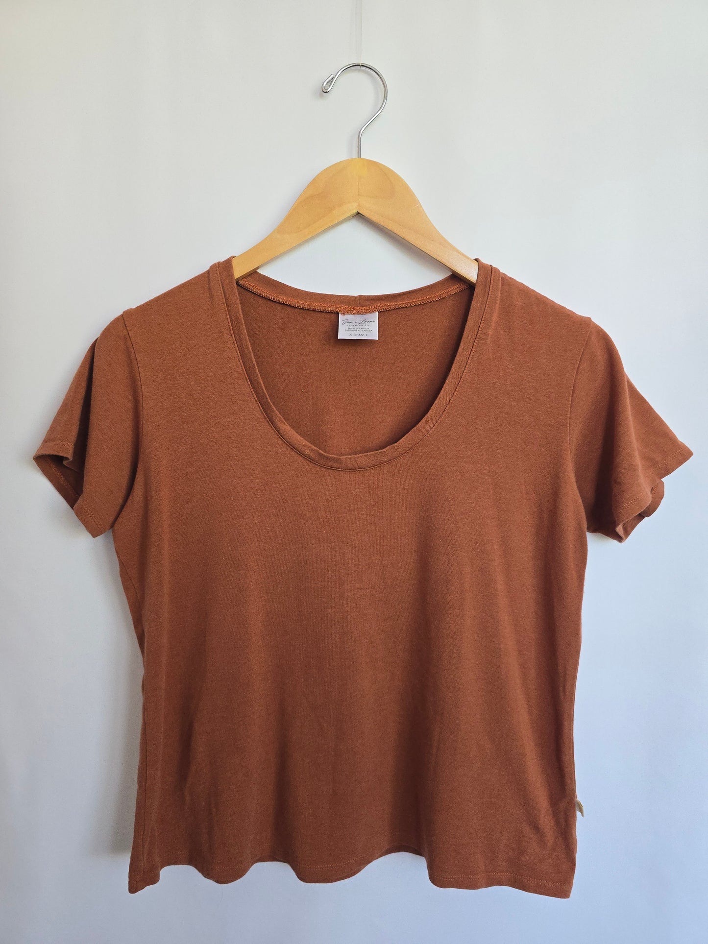 Jax & Lennon Rust Scoop Neck Oversized Tee • X-Small