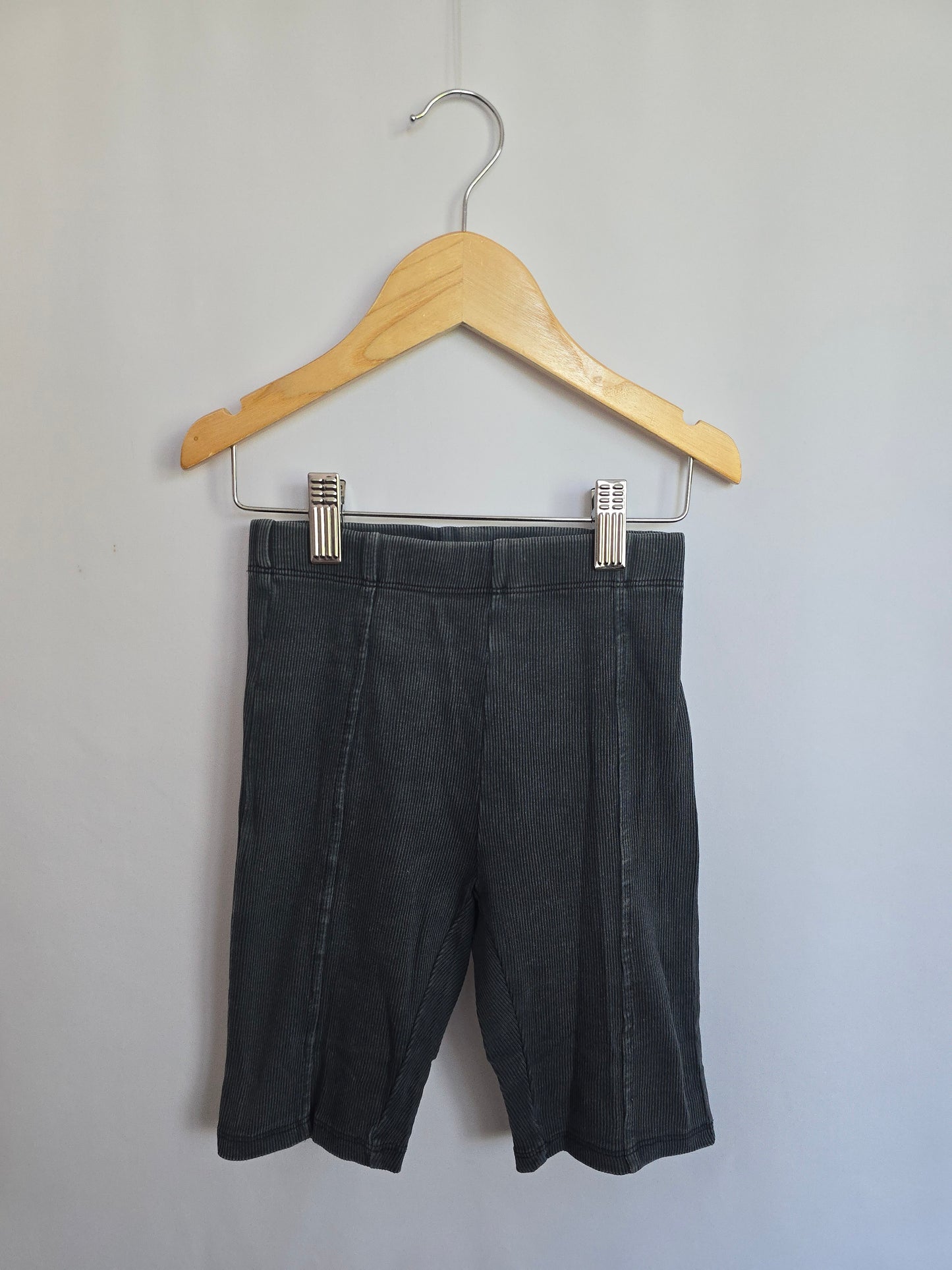 Zara Ribbed Grey Blue Washed Bike Shorts • 8-9 years