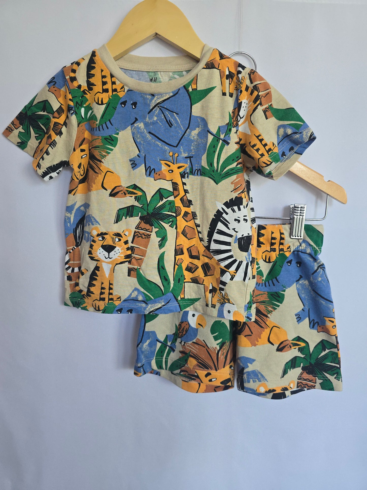 H&M Zoo Animals Tee & Shorts Set • 18-24 months