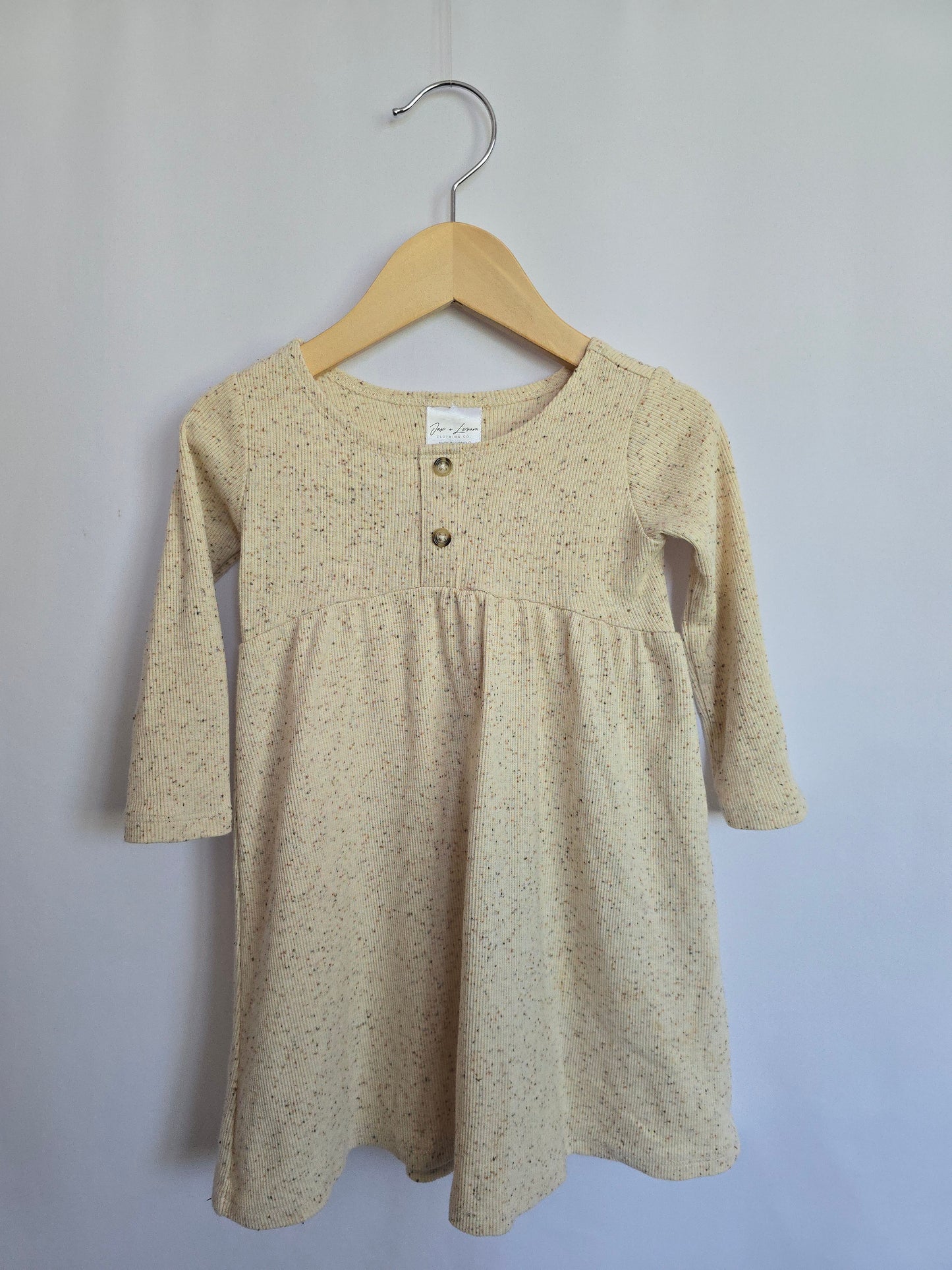Jax & Lennon Oat Speckle Empire Dress • 12-18 months