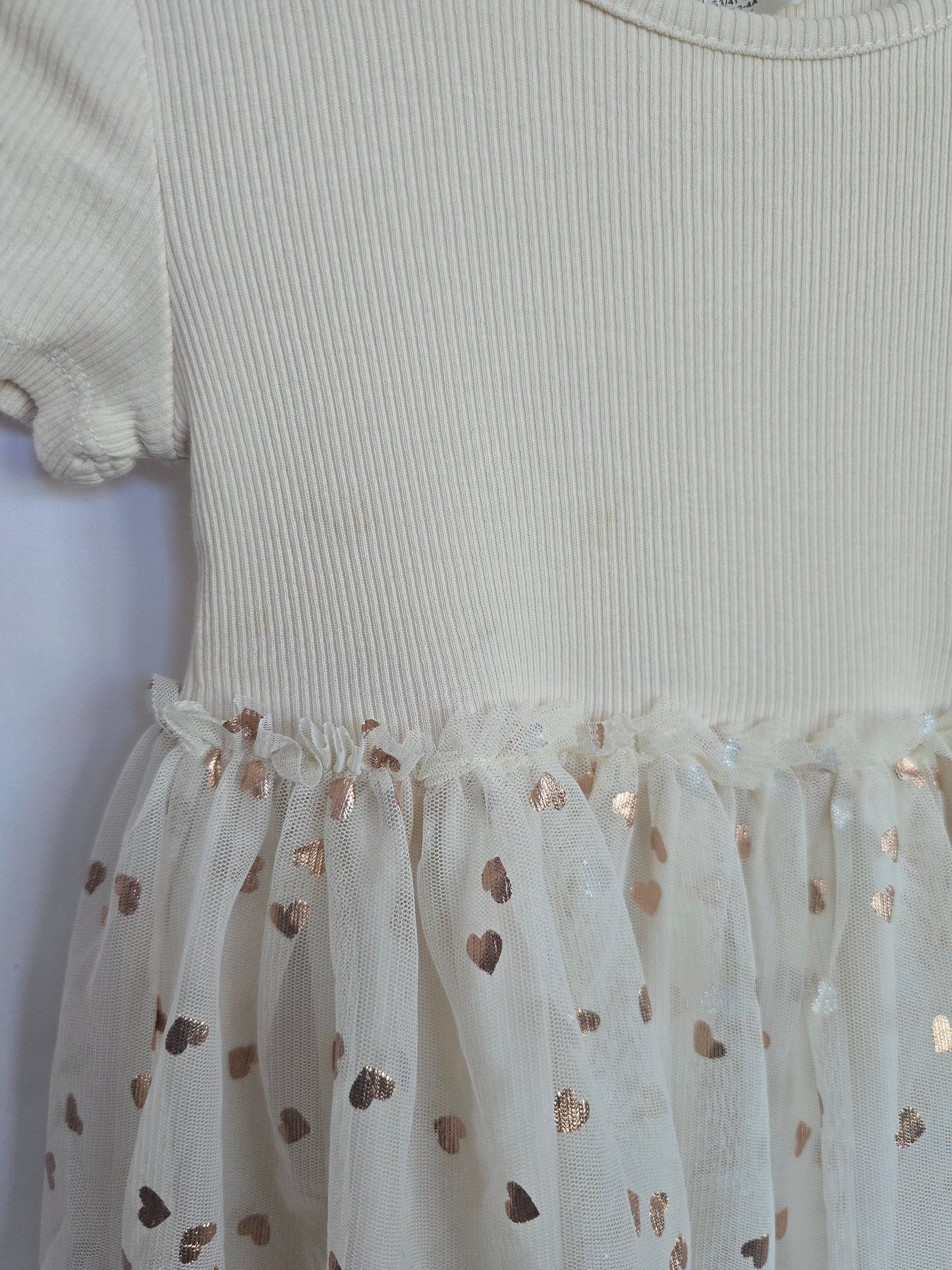 H&M Cream Hearts Tulle Dress • 2-4 years