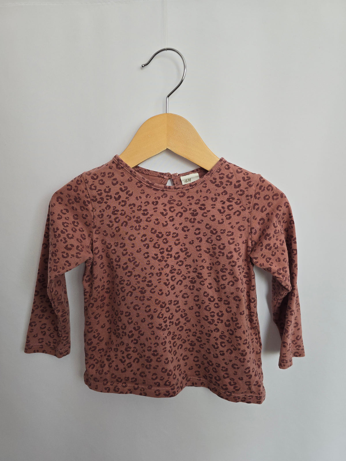 H&M Pink Leopard Long Sleeve Shirt • 9-12 months