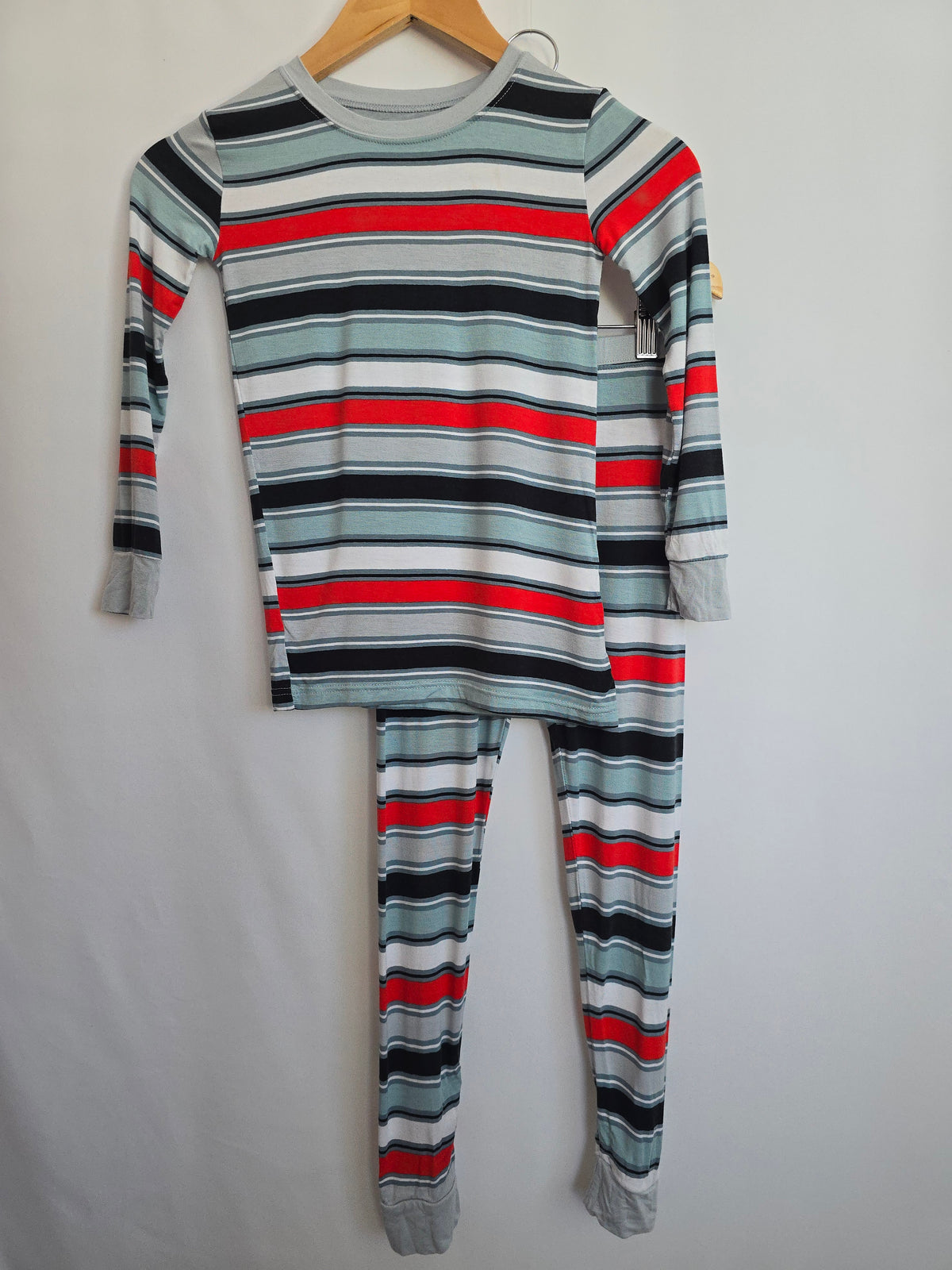 Little Sleepies Blue/Red Stripe Pajama Set • 7-8 years