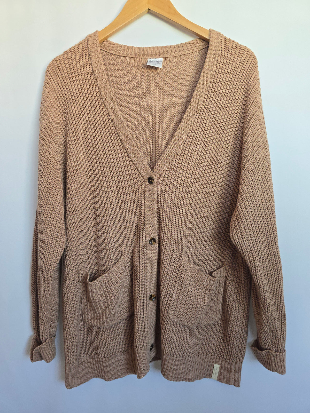 Jax & Lennon Dusty Coral Relaxed Button Up Knit Cardigan • X-Small/Small