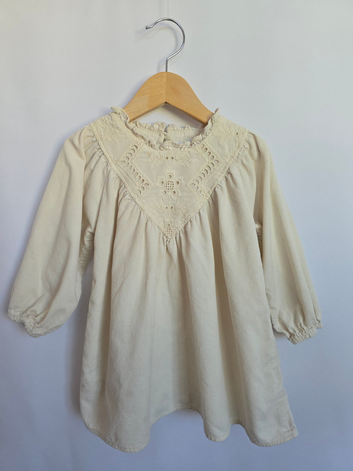 PLAY Zara Cream Cord Eyelet Dress • 2 years