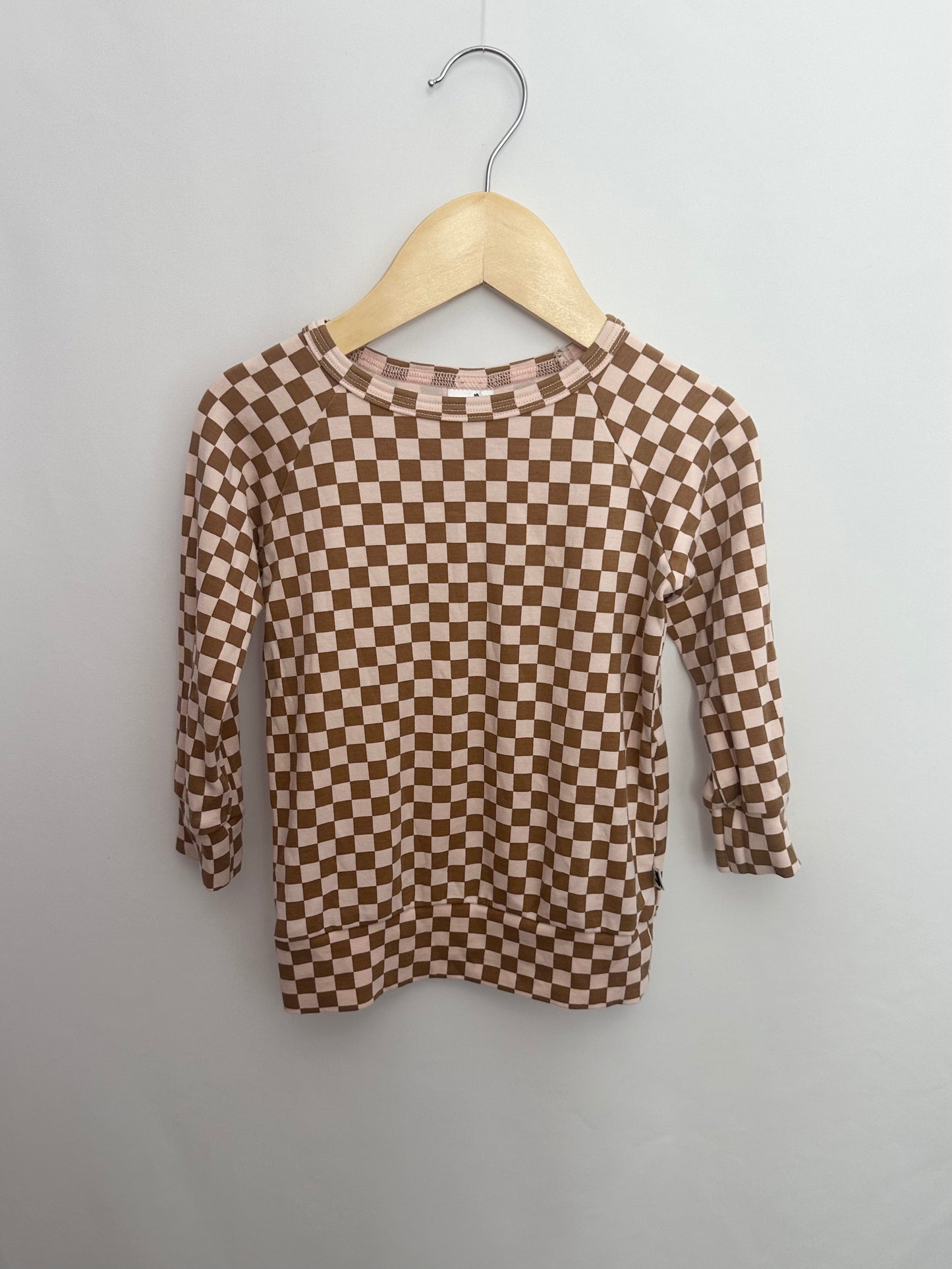 Little & Lively Pink Checkered Crewneck • 1-2 years