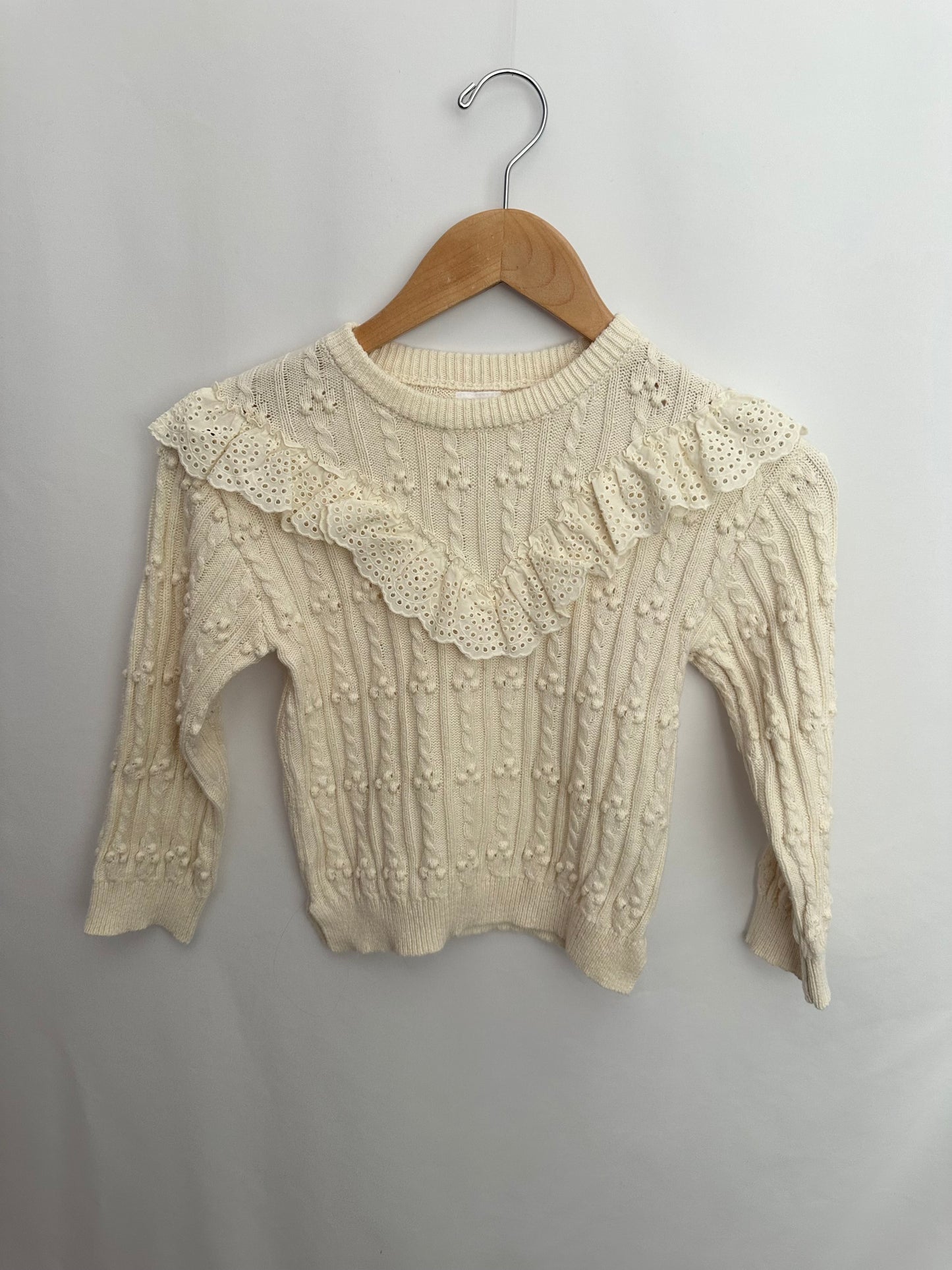 Zara Ivory Eyelet Knit Blend Sweater • 5-6 years