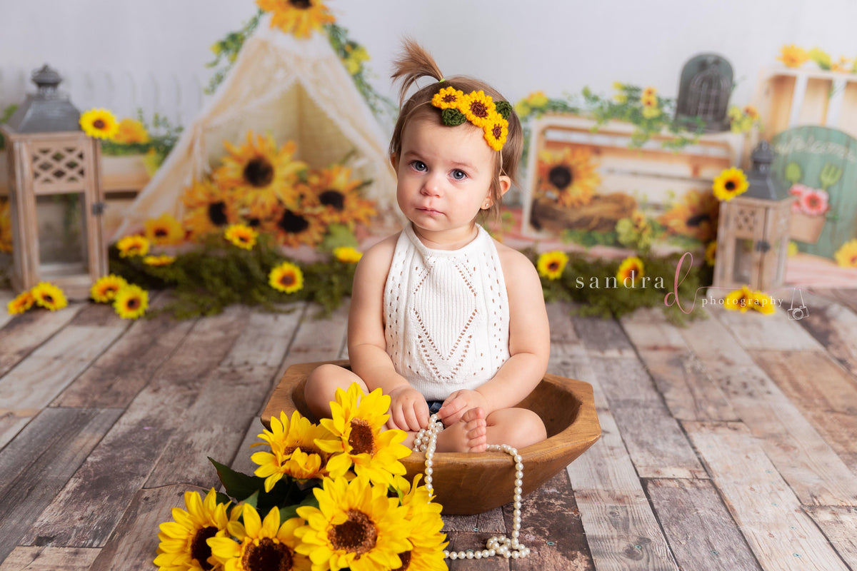 Crochet Sunflower Crown Headband