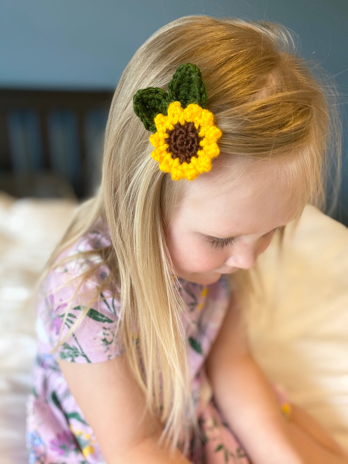 Crochet Sunflower Single Hairclip