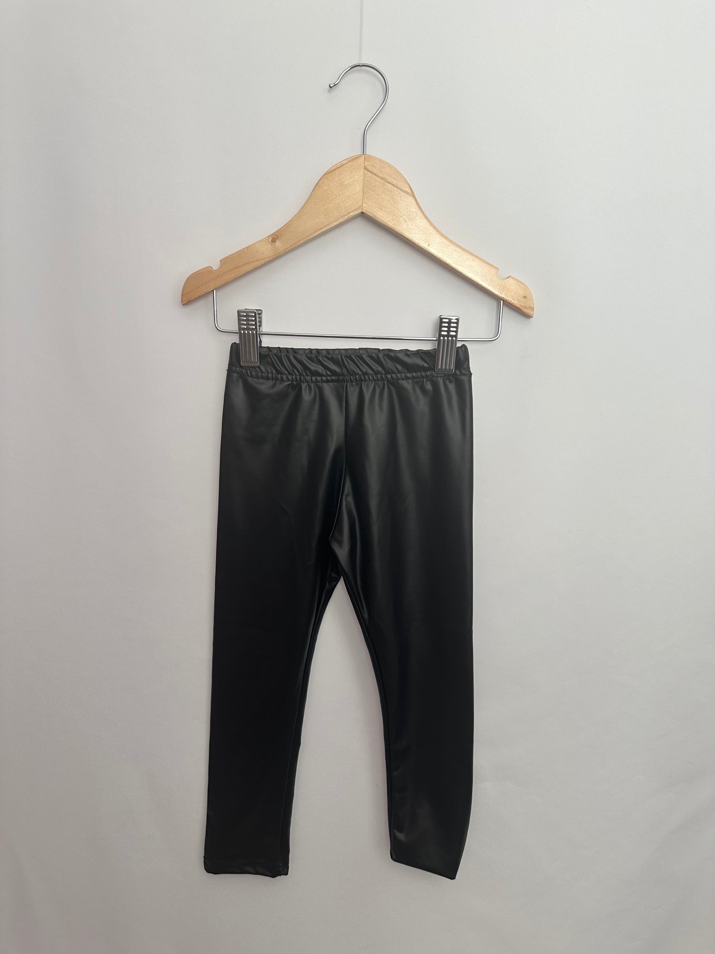 Tiny Button Apparel Black Shine Leggings • 2-3 years