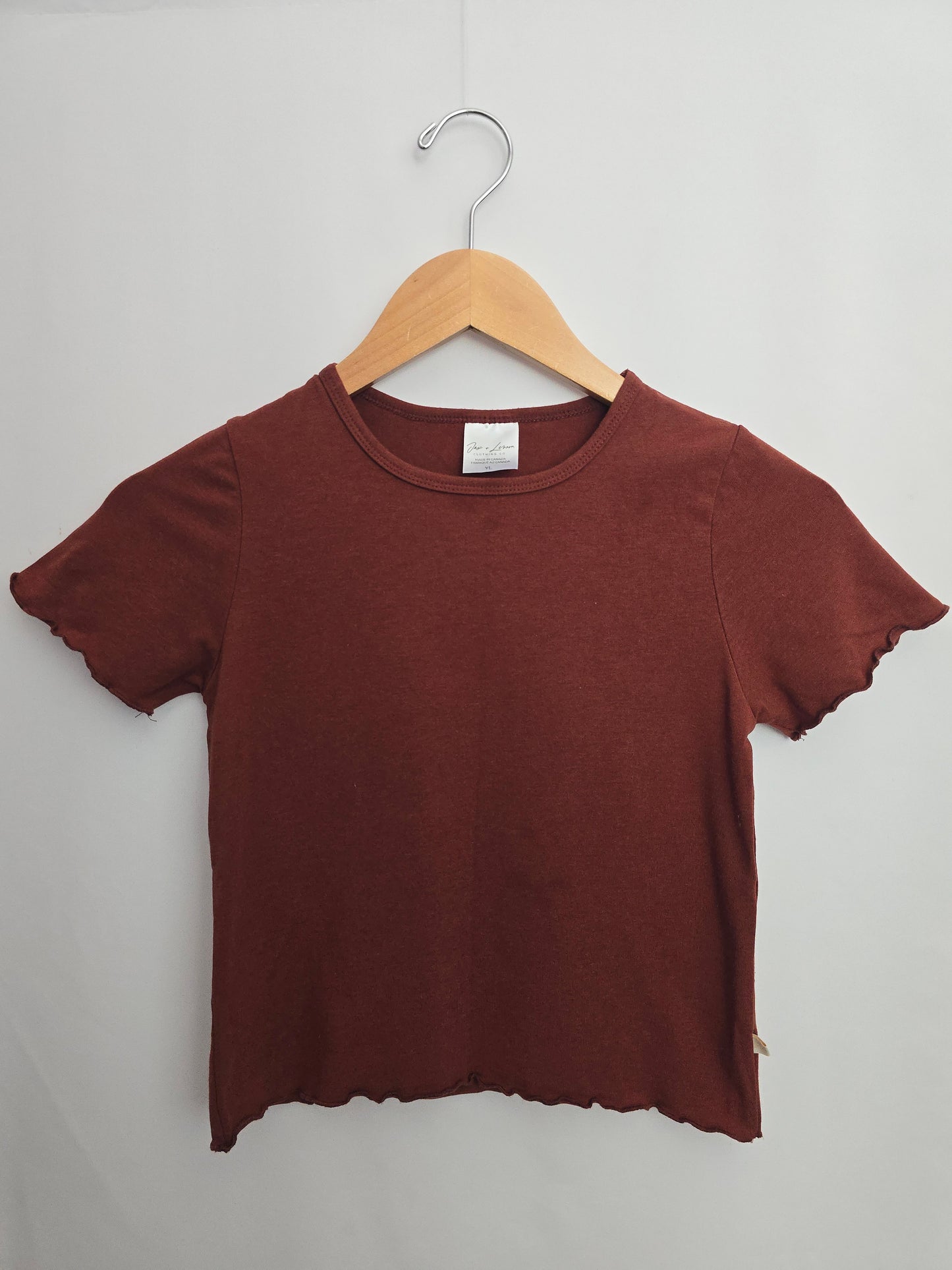 Jax & Lennon Cranberry Lettuce Hem Tee • Youth Large 10-11 years