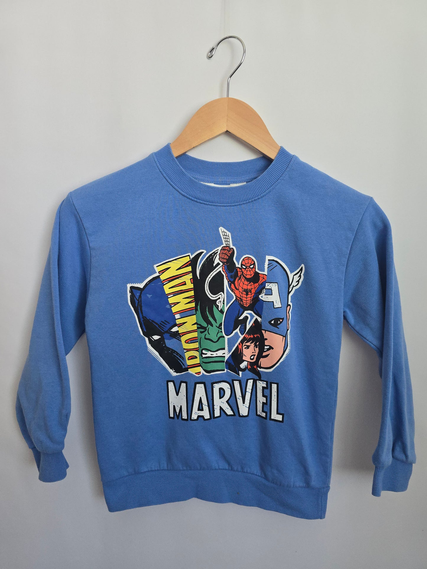H&M Marvel Blue Crewneck • 6-8 years