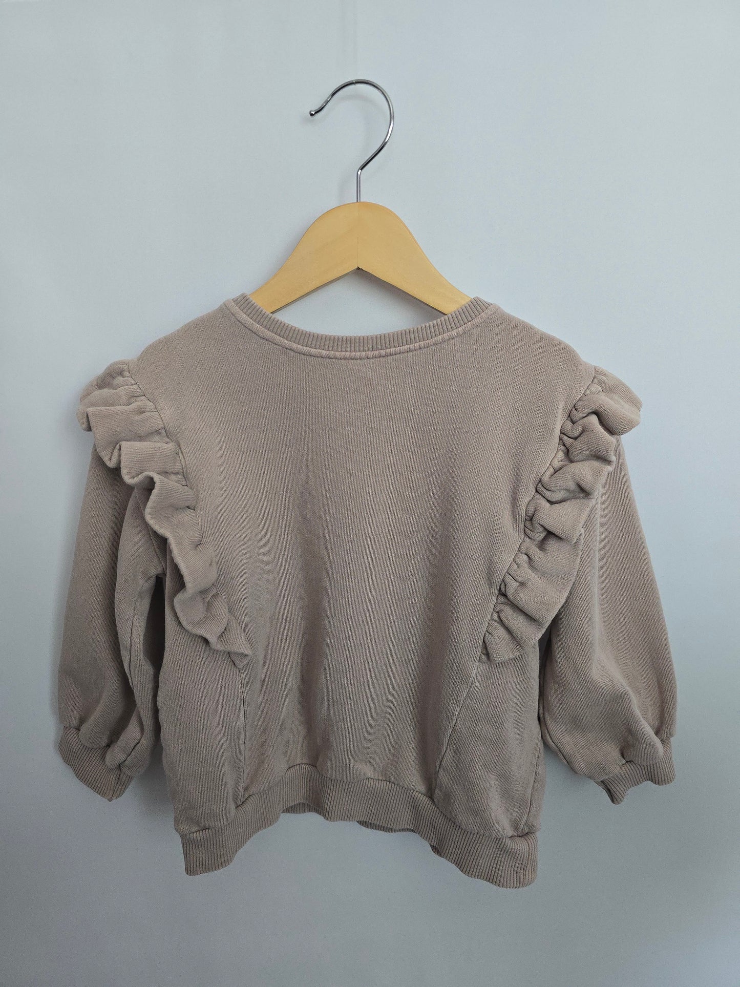 Zara Mauve Ruffle Crewneck • 3-4 years