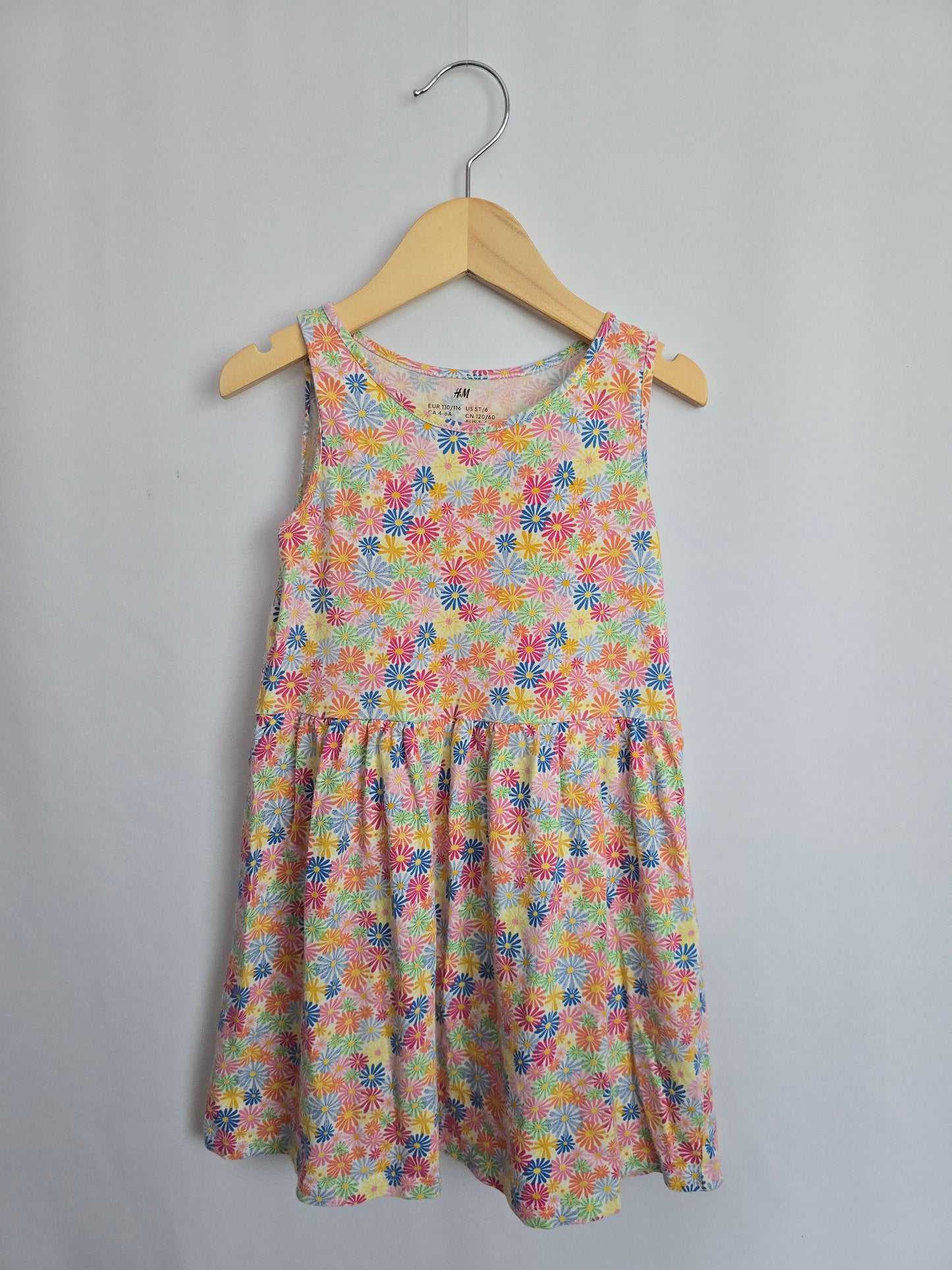 H&M Rainbow Daisies Tank Dress • 4-6 years