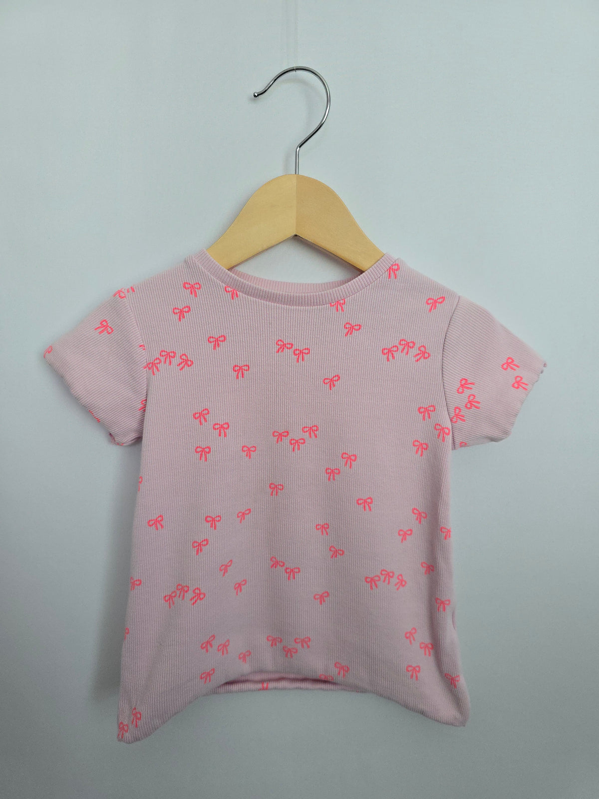 PLAY Zara Pink Bows Ribbed Tee • 4 years