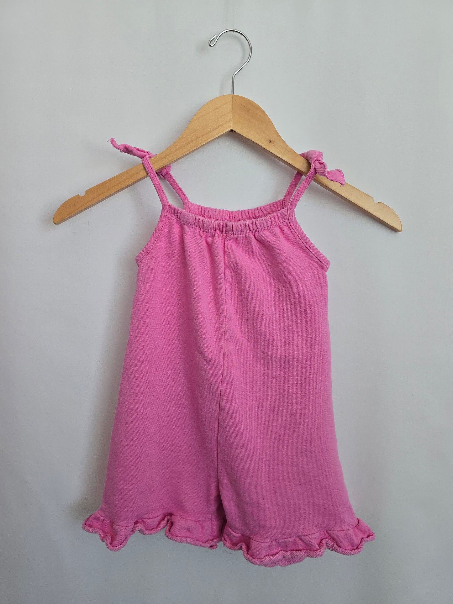 Zara Pink Ruffle Tank Romper • 5-6 years