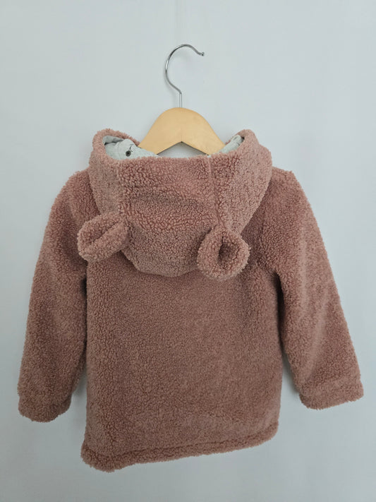 Deux Par Deux Floral Lined Teddy Jacket • 12-24 months
