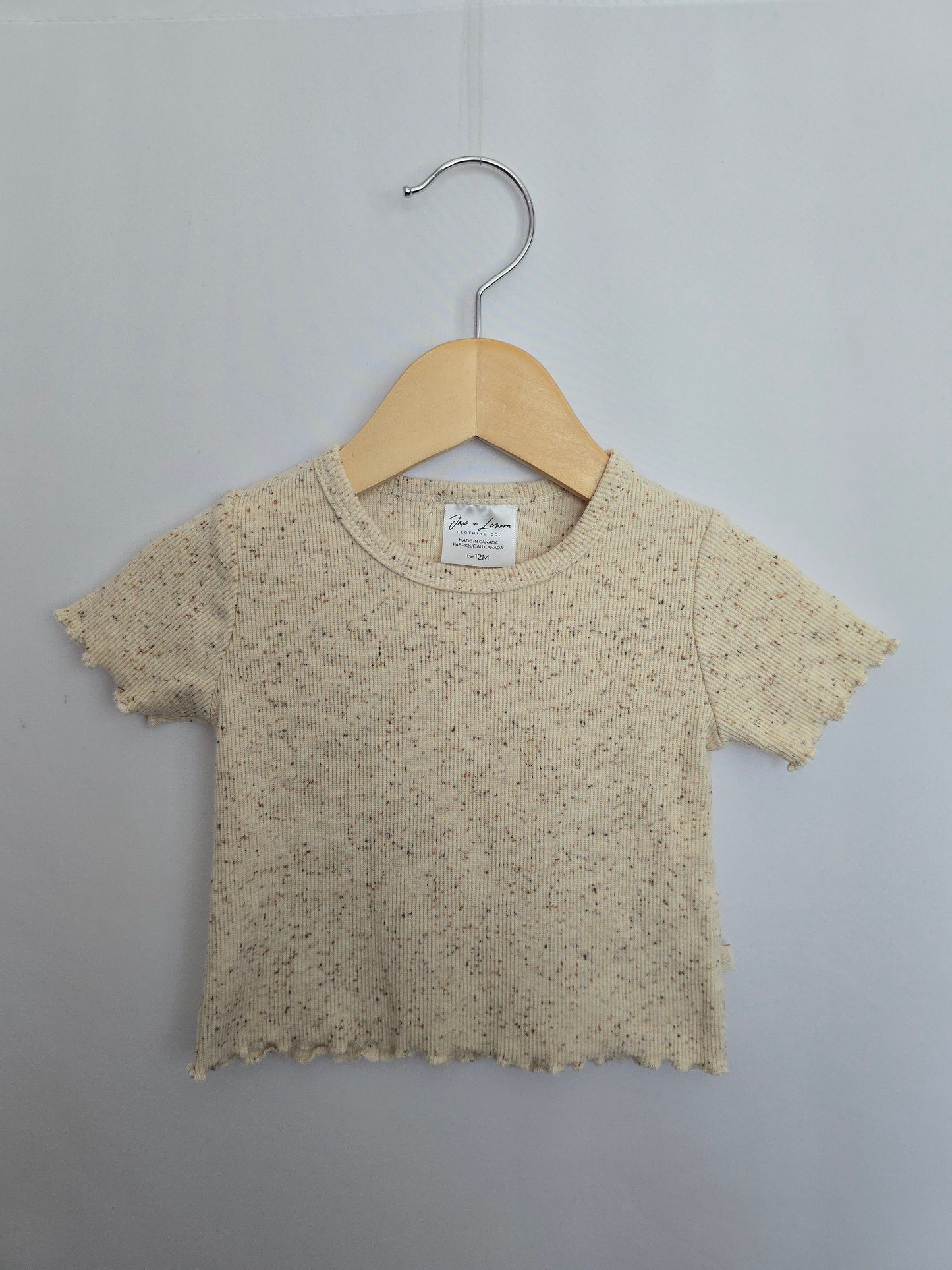 Jax & Lennon Oat Speckle Lettuce Hem Tee • 6-12 months