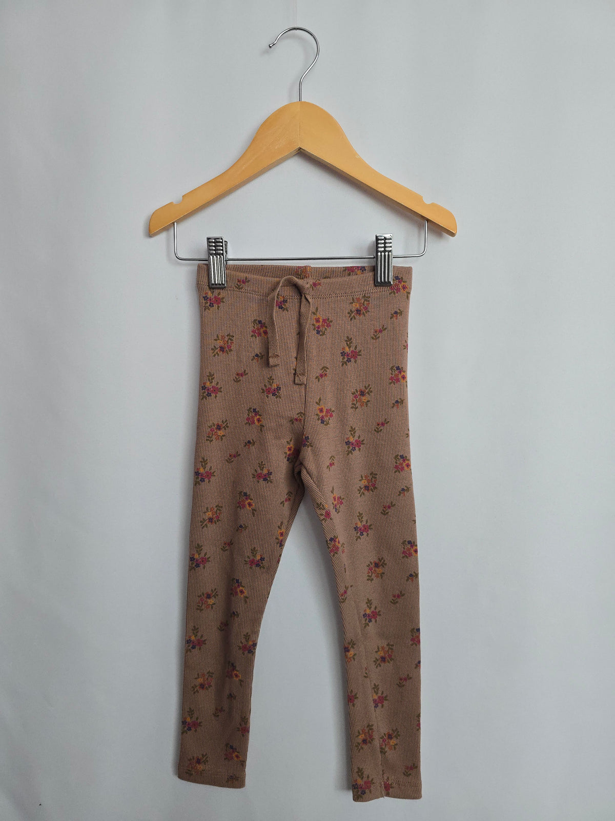 NEW Zara Fall Floral Ribbed Leggings • 3-4 years