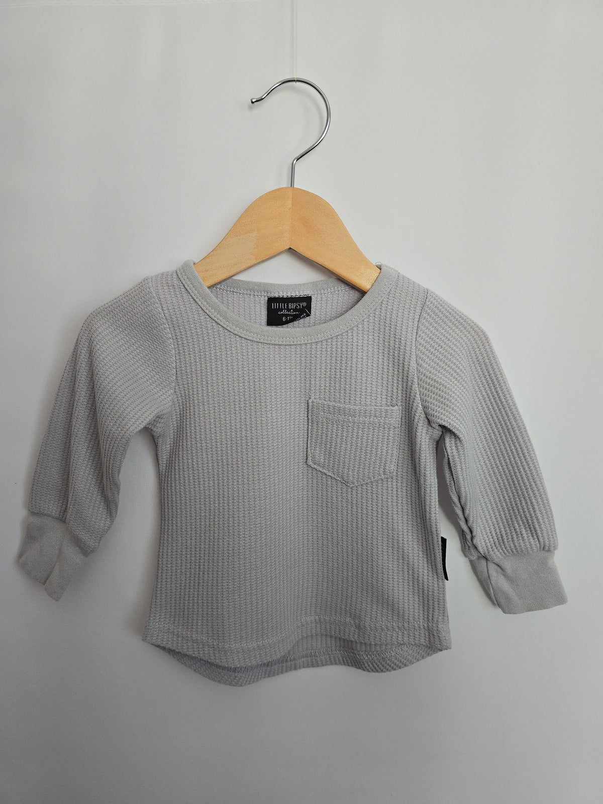 Little Bipsy Grey Waffle Shirt • 6-12 months