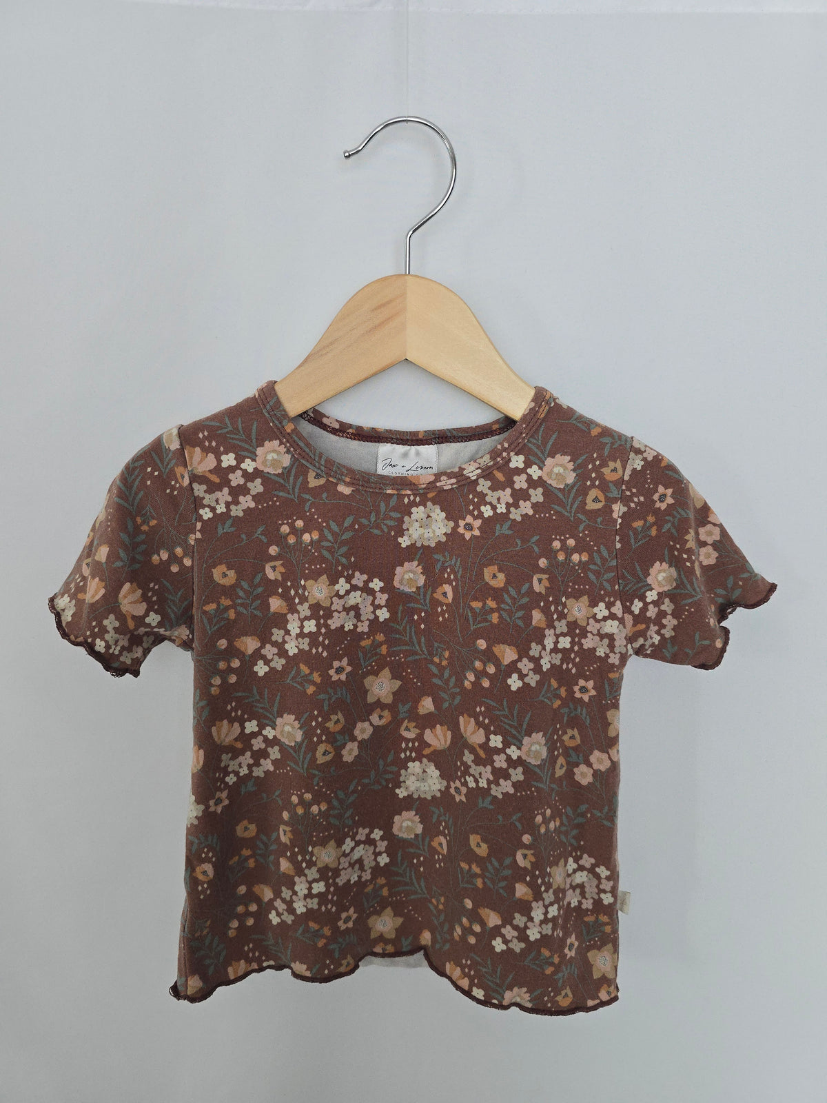 Jax & Lennon Autumn Floral Lettuce Hem Tee • 3-4 years
