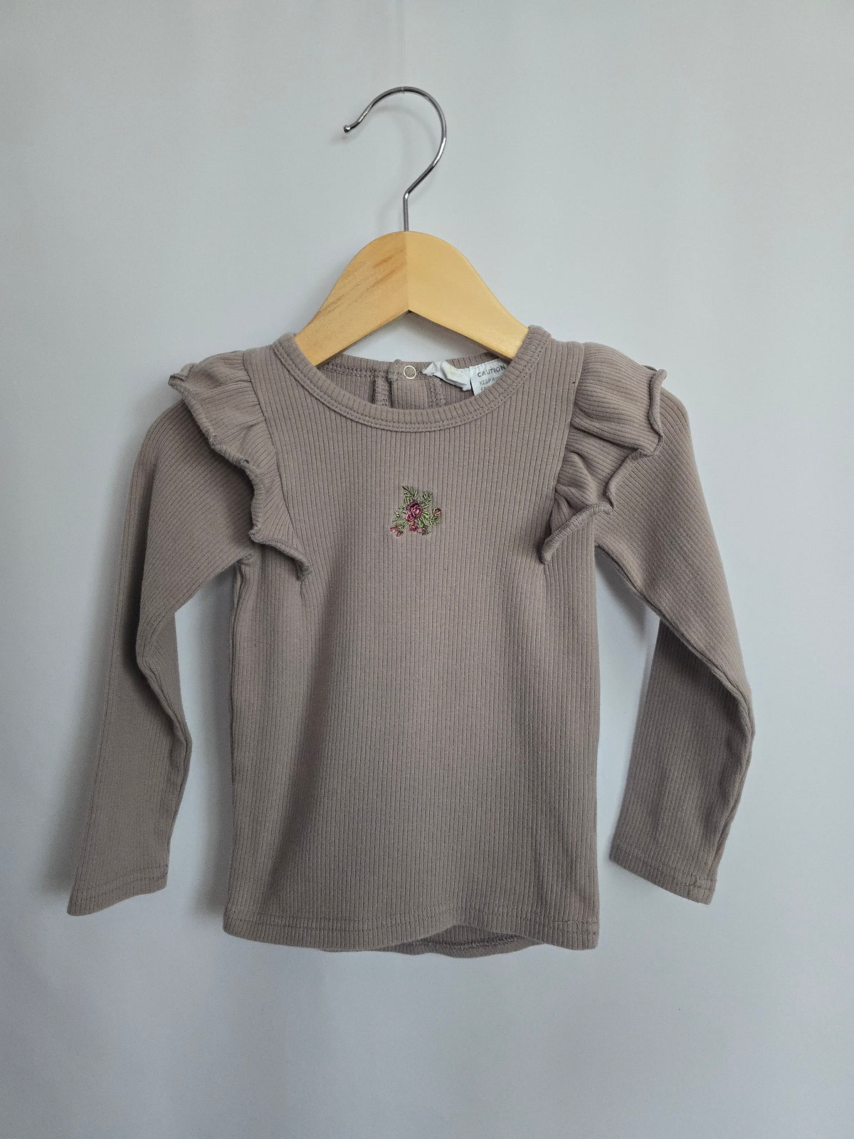 Jamie Kay Ribbed Ruffle Long Sleeve Shirt • 2 years
