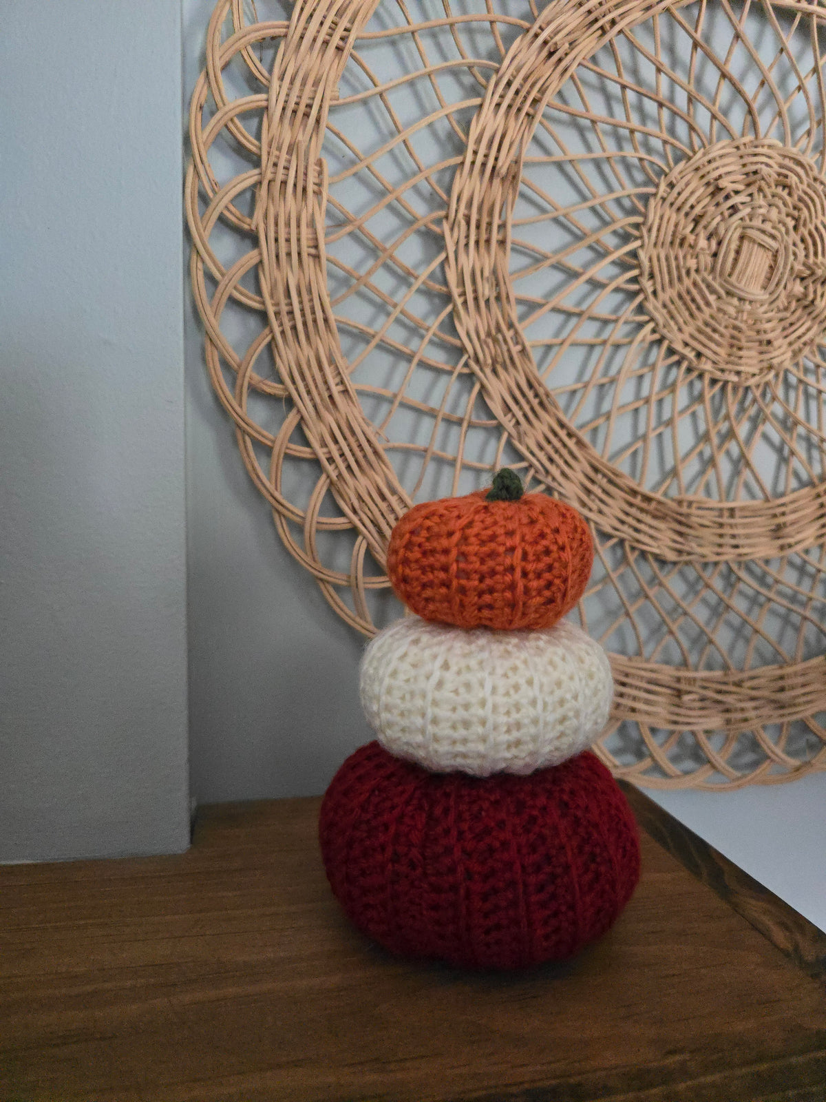 3 Pack Crochet Pumpkin Small, Medium, Large • Cream, Pumpkin Spice, Ruby Red
