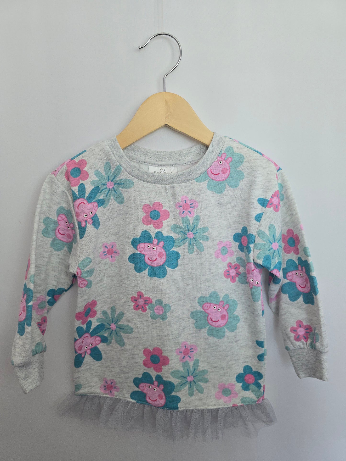 Peppa Pig Crewneck with Tulle Ruffle • 2 years