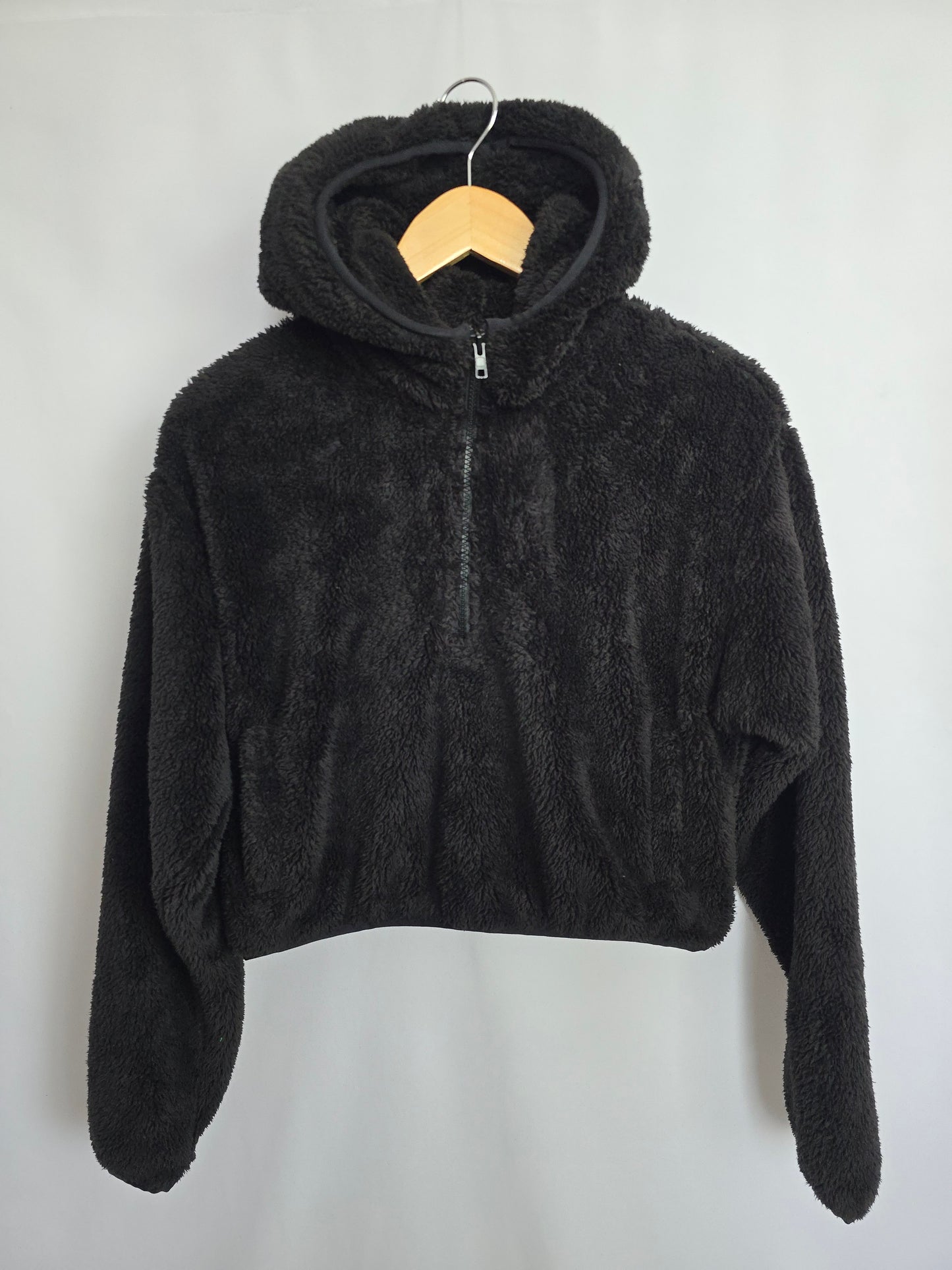 Sunday Best Black Sherpa 1/4 Zip Hoodie • X-Small