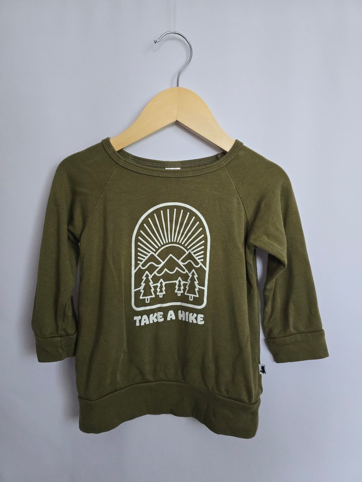 Little & Lively Olive Take a Hike Crewneck • 1-2 years