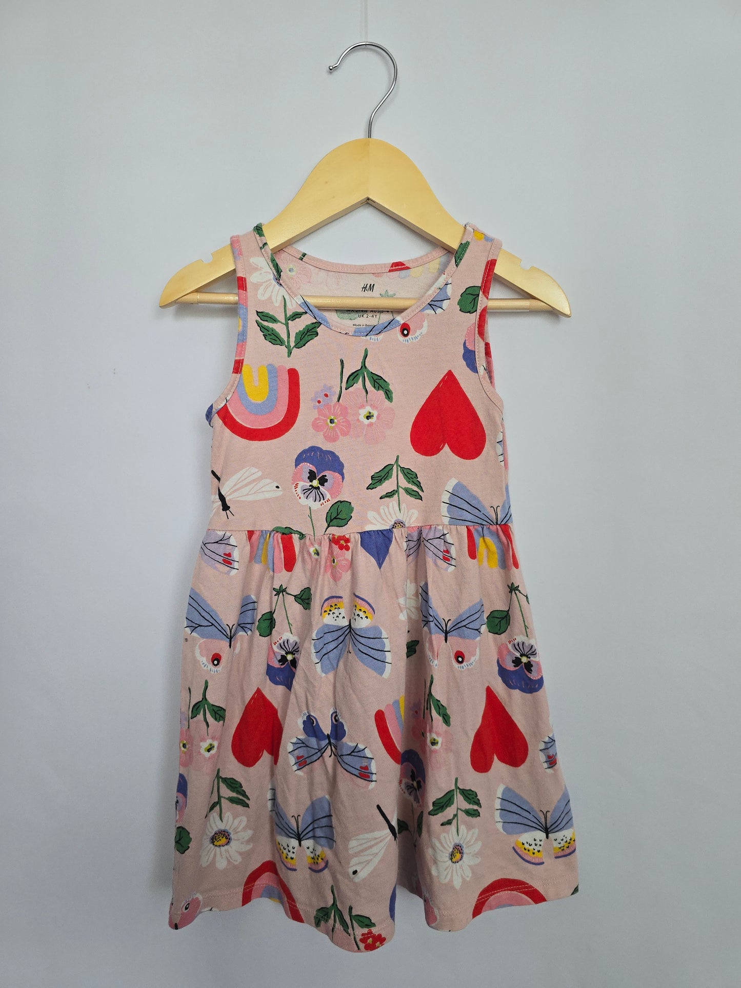 H&M Pink Flowers & Rainbows Tank Dress • 2-4 years