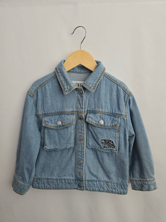 Zara Light Wash Minnie Denim Jacket • 3-4 years