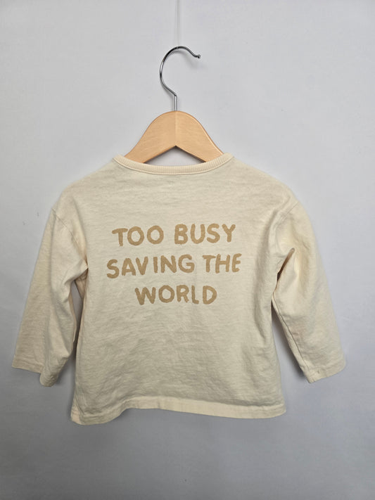 H&M Cream Spiderman Long Sleeve Shirt • 1-2 years