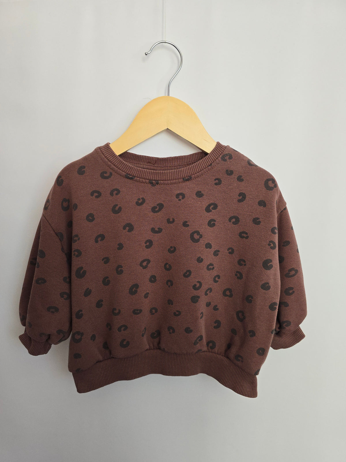 Zara Brown Leopard Crewneck • 12-18 months