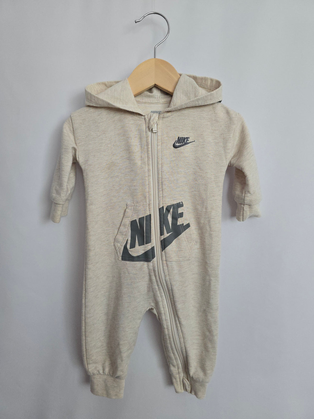 Nike Oat Zip Hooded Romper • 6 months