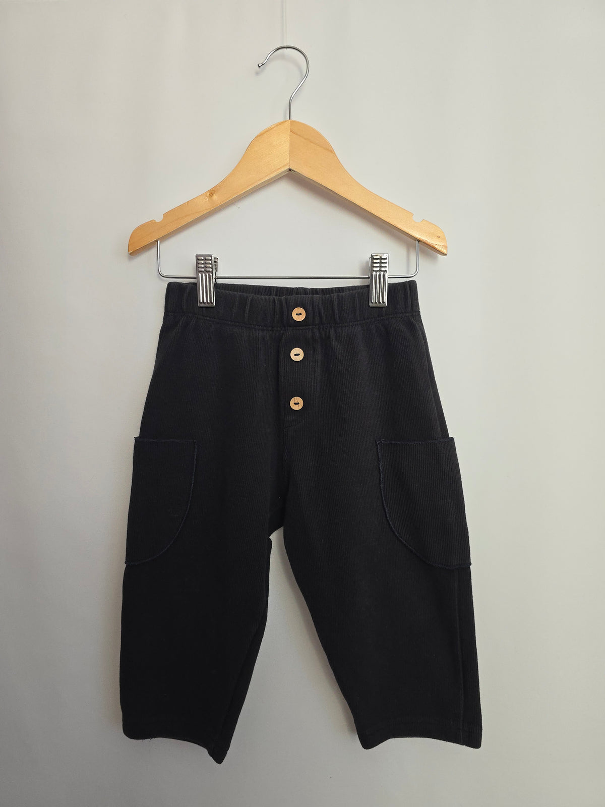 Zara Black Ribbed Wide Leg Pants • 3-4 years