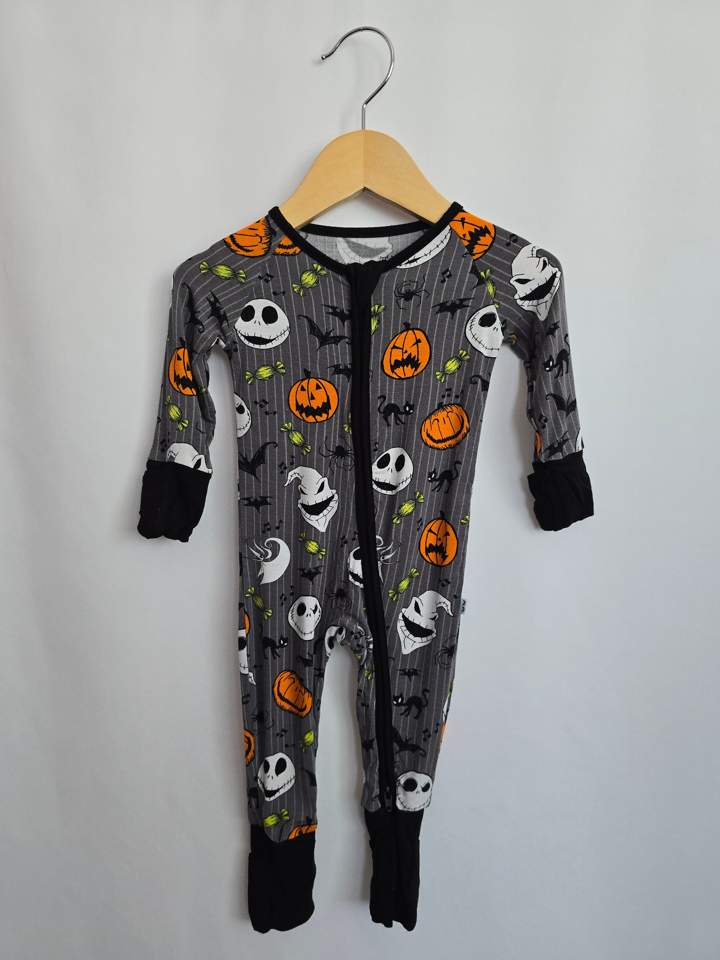 Little Sleepies x Jack Skellington Zip Romper • 0-3 months
