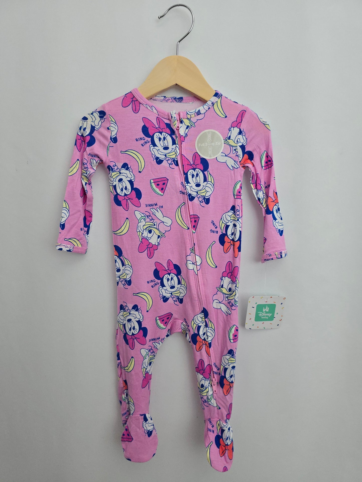 NEW Pink Viscose Minnie Zip Footie • Newborn