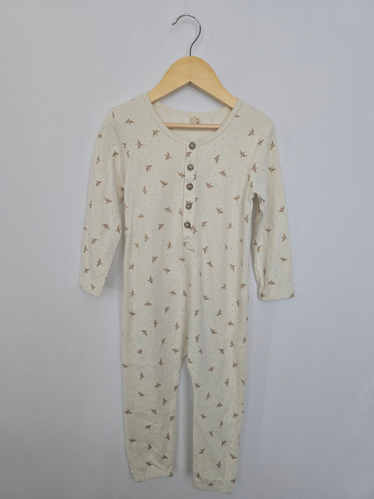 Quincy Mae Organic Cotton Doves Snap Romper • 2-3 years