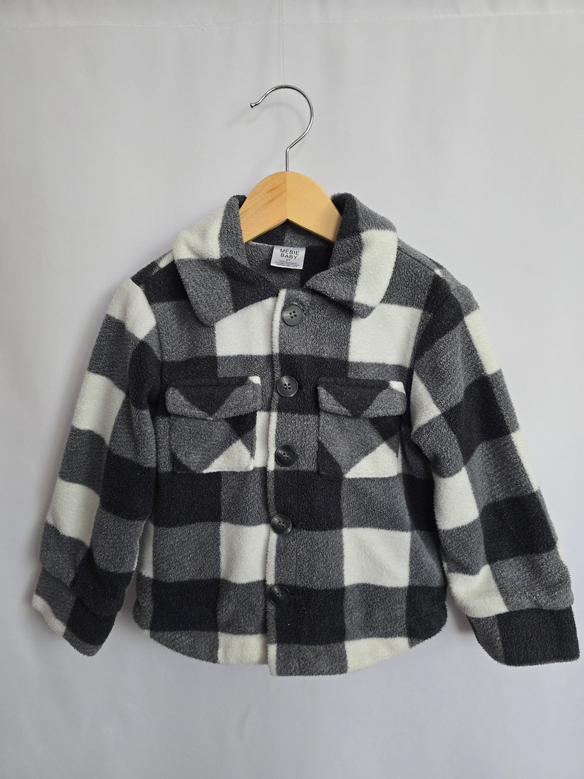 Mebie Baby Black/White Plaid Fleece Coat • 2 years