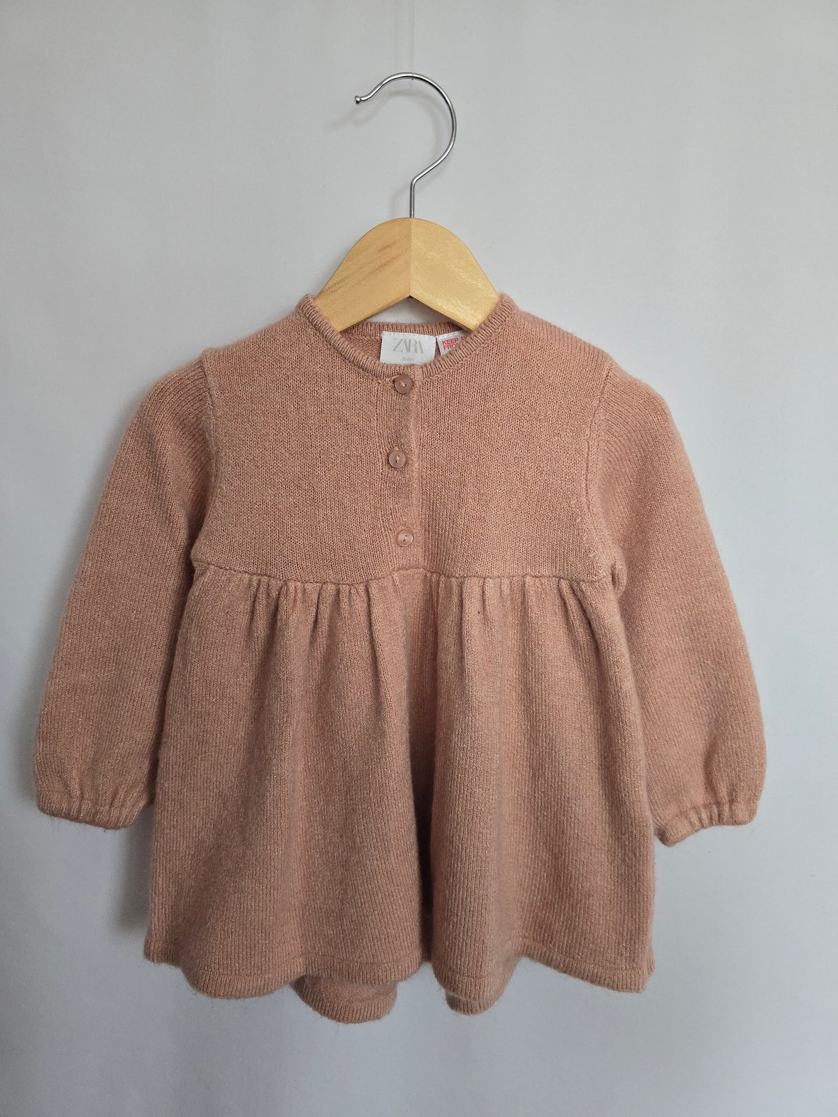 Zara Blush Soft Knit Dress • 9-12 months