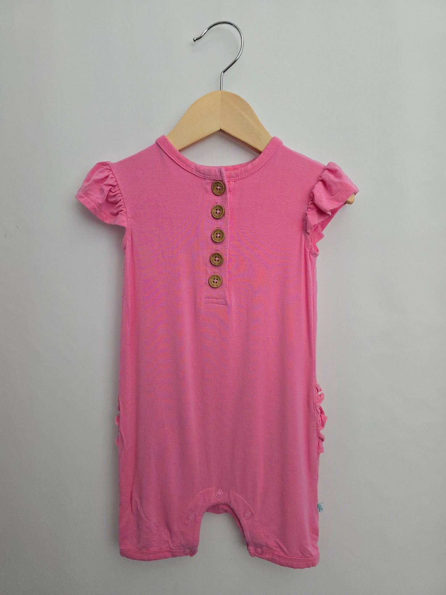 Posh Peanut Pink Ruffle Bum Shortie Romper • 12-18 months